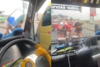 Foto tangkapan layar VT, Memperlihatkan Cekcok Petugas Dishub dan Sopir Truk di Bitung Tangerang 