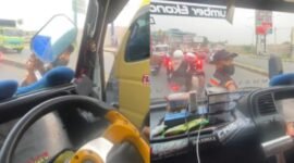 Foto tangkapan layar VT, Memperlihatkan Cekcok Petugas Dishub dan Sopir Truk di Bitung Tangerang 