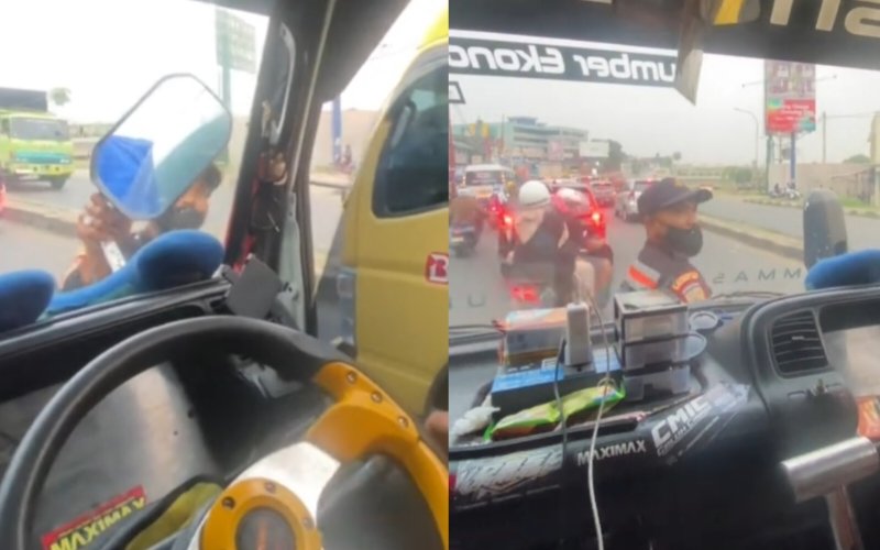 Foto tangkapan layar VT, Memperlihatkan Cekcok Petugas Dishub dan Sopir Truk di Bitung Tangerang 
