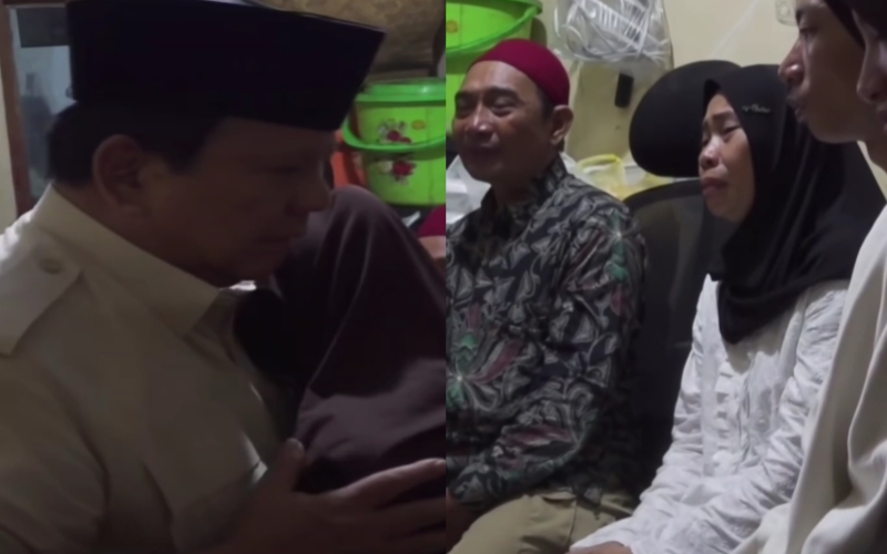 Presiden Prabowo Subianto mendatangi rumah duka Afan Kurniawan, driver ojol yang tewas terlindas rantis Brimob saat kericuhan demo buruh. Prabowo sampaikan belasungkawa dan berjanji menjamin kehidupan keluarga korban