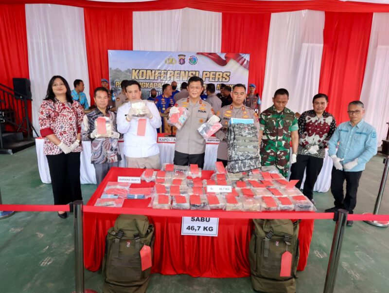 Kepolisian Daerah Kalimantan Tengah (Polda Kalteng) berhasil menggagalkan penyelundupan 46,7 kilogram sabu lintas provinsi