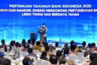 Presiden Prabowo saat memberikan sambutan pada Pertemuan Tahunan Bank Indonesia 2025