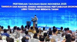 Presiden Prabowo saat memberikan sambutan pada Pertemuan Tahunan Bank Indonesia 2025