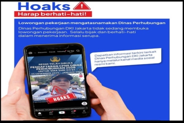 Hoax info lowongan kerja Dishub DKI Jakarta (Foto.Dishub DKI Jakarta)